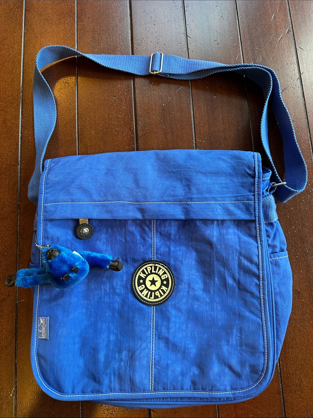 Kipling Royal Blue Crossbody Messenger Bag with Monkey Charm